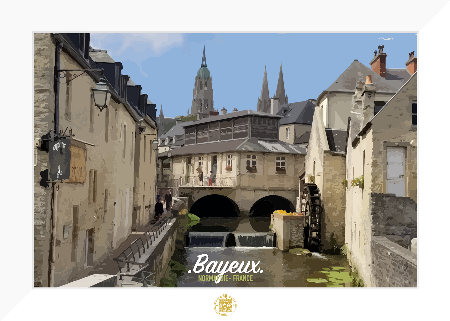 photo illustrée sur la rivière de la ville de Bayeux en Normandie