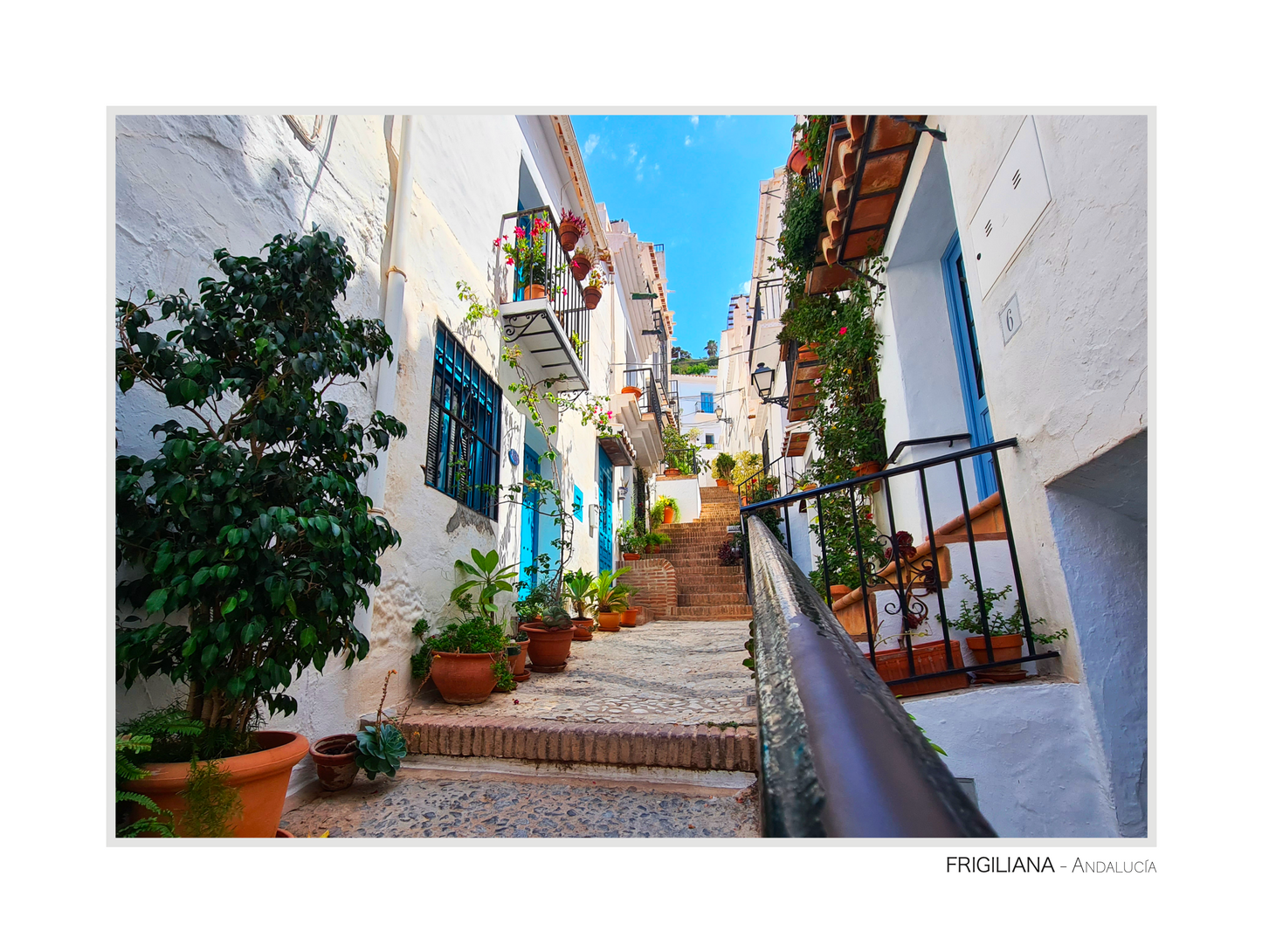 photo des rues blanches et fleuries de la ville de frigiliana en Espagne