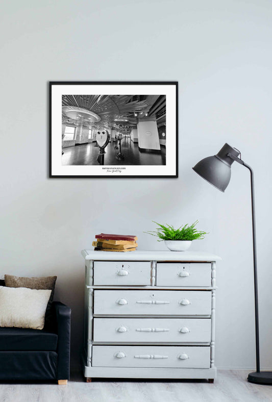 cadre mural d'une photo prise en haut de l'Empire state building à New York